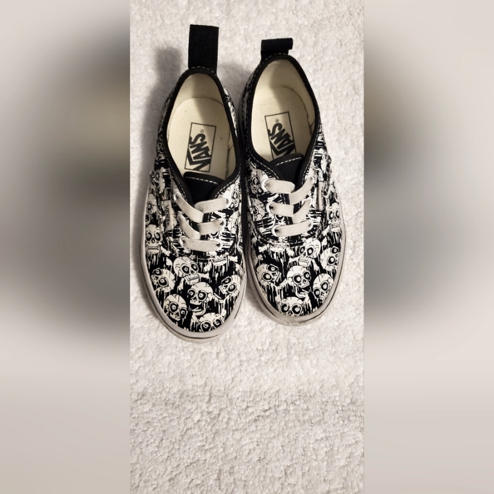 Vans Kids Black and White Graphic Sneakers- 12.5